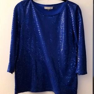 Never worn Calvin Klein blue sequin top
